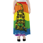 LGBT Rainbow Gadsden Flag Print Chiffon Maxi Skirt