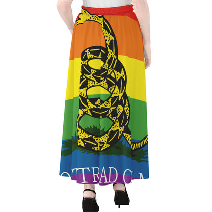 LGBT Rainbow Gadsden Flag Print Chiffon Maxi Skirt