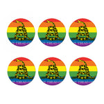 LGBT Rainbow Gadsden Flag Print Coaster Set