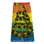 LGBT Rainbow Gadsden Flag Print Cotton Front Slit Maxi Skirt