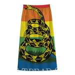 LGBT Rainbow Gadsden Flag Print Cotton Front Slit Maxi Skirt