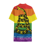 LGBT Rainbow Gadsden Flag Print Cotton Hawaiian Shirt