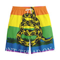 LGBT Rainbow Gadsden Flag Print Cotton Shorts