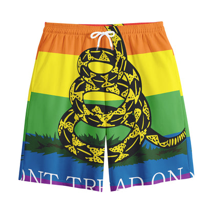 LGBT Rainbow Gadsden Flag Print Cotton Shorts