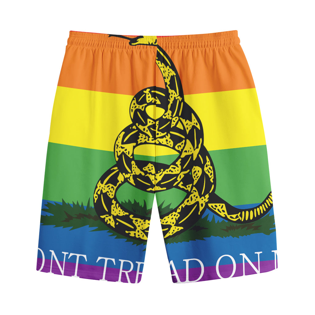 LGBT Rainbow Gadsden Flag Print Cotton Shorts