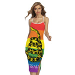 LGBT Rainbow Gadsden Flag Print Cross Back Cami Dress