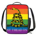 LGBT Rainbow Gadsden Flag Print Crossbody Lunch Bag