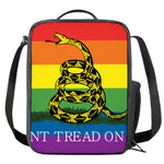LGBT Rainbow Gadsden Flag Print Crossbody Lunch Bag