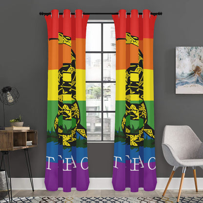 LGBT Rainbow Gadsden Flag Print Curtain