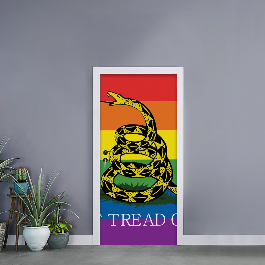 LGBT Rainbow Gadsden Flag Print Door Sticker