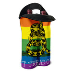 LGBT Rainbow Gadsden Flag Print Double Neoprene Wine Tote