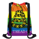 LGBT Rainbow Gadsden Flag Print Drawstring Backpack