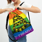LGBT Rainbow Gadsden Flag Print Drawstring Backpack