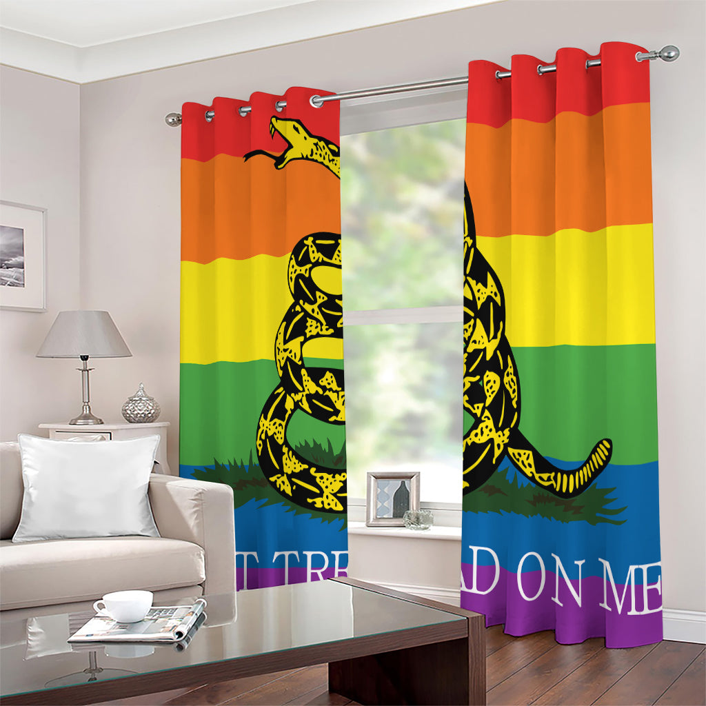 LGBT Rainbow Gadsden Flag Print Extra Wide Grommet Curtains