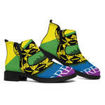 LGBT Rainbow Gadsden Flag Print Flat Ankle Boots