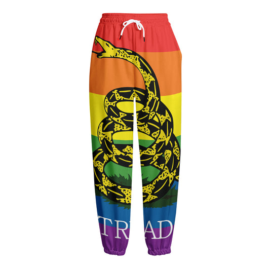 LGBT Rainbow Gadsden Flag Print Fleece Lined Knit Pants