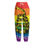 LGBT Rainbow Gadsden Flag Print Fleece Lined Knit Pants