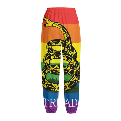 LGBT Rainbow Gadsden Flag Print Fleece Lined Knit Pants