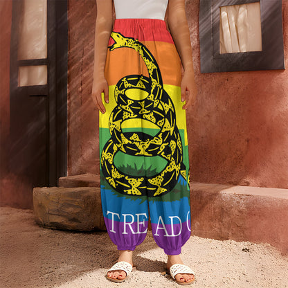 LGBT Rainbow Gadsden Flag Print Harem Pants
