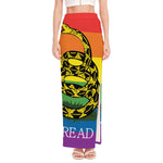 LGBT Rainbow Gadsden Flag Print High Slit Maxi Skirt