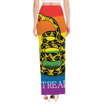 LGBT Rainbow Gadsden Flag Print High Slit Maxi Skirt