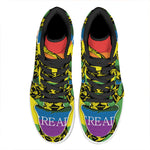 LGBT Rainbow Gadsden Flag Print High Top Leather Sneakers