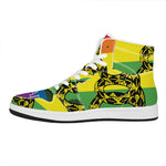 LGBT Rainbow Gadsden Flag Print High Top Leather Sneakers