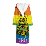LGBT Rainbow Gadsden Flag Print Hooded Bathrobe
