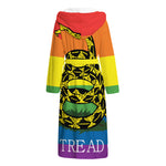 LGBT Rainbow Gadsden Flag Print Hooded Bathrobe