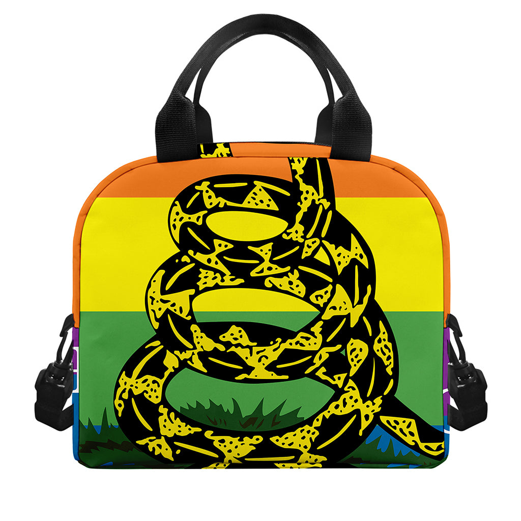 LGBT Rainbow Gadsden Flag Print Insulated Lunch Bag