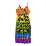 LGBT Rainbow Gadsden Flag Print Jersey Midi Cami Dress