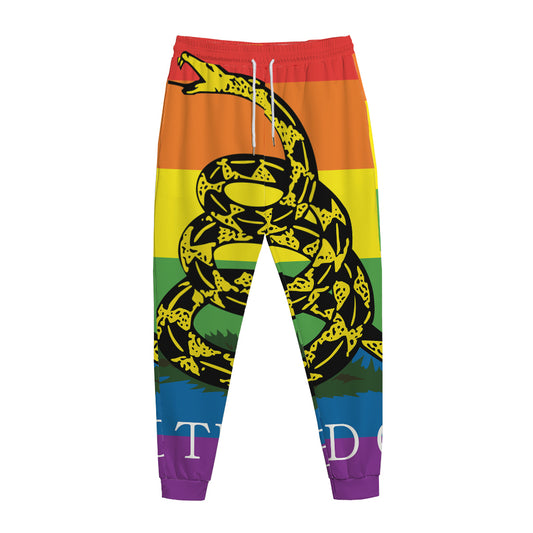 LGBT Rainbow Gadsden Flag Print Jogger Pants