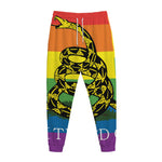 LGBT Rainbow Gadsden Flag Print Jogger Pants