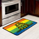 LGBT Rainbow Gadsden Flag Print Kitchen Mat