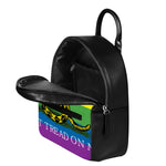 LGBT Rainbow Gadsden Flag Print Leather Backpack