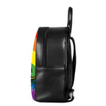 LGBT Rainbow Gadsden Flag Print Leather Backpack