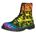 LGBT Rainbow Gadsden Flag Print Lace-Up Boots