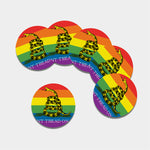LGBT Rainbow Gadsden Flag Print Leather Coaster Set