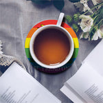 LGBT Rainbow Gadsden Flag Print Leather Coaster Set