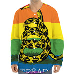 LGBT Rainbow Gadsden Flag Print Long Sleeve Baseball Jersey