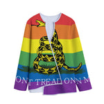 LGBT Rainbow Gadsden Flag Print Long Sleeve Short Coat