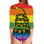 LGBT Rainbow Gadsden Flag Print Long Sleeve Swimsuit