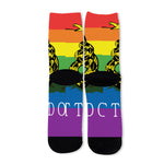 LGBT Rainbow Gadsden Flag Print Long Socks