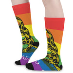 LGBT Rainbow Gadsden Flag Print Long Socks