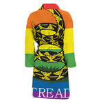 LGBT Rainbow Gadsden Flag Print Men's Bathrobe