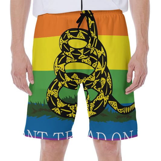 LGBT Rainbow Gadsden Flag Print Men's Beach Shorts
