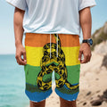 LGBT Rainbow Gadsden Flag Print Men's Cargo Shorts