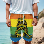 LGBT Rainbow Gadsden Flag Print Men's Cargo Shorts