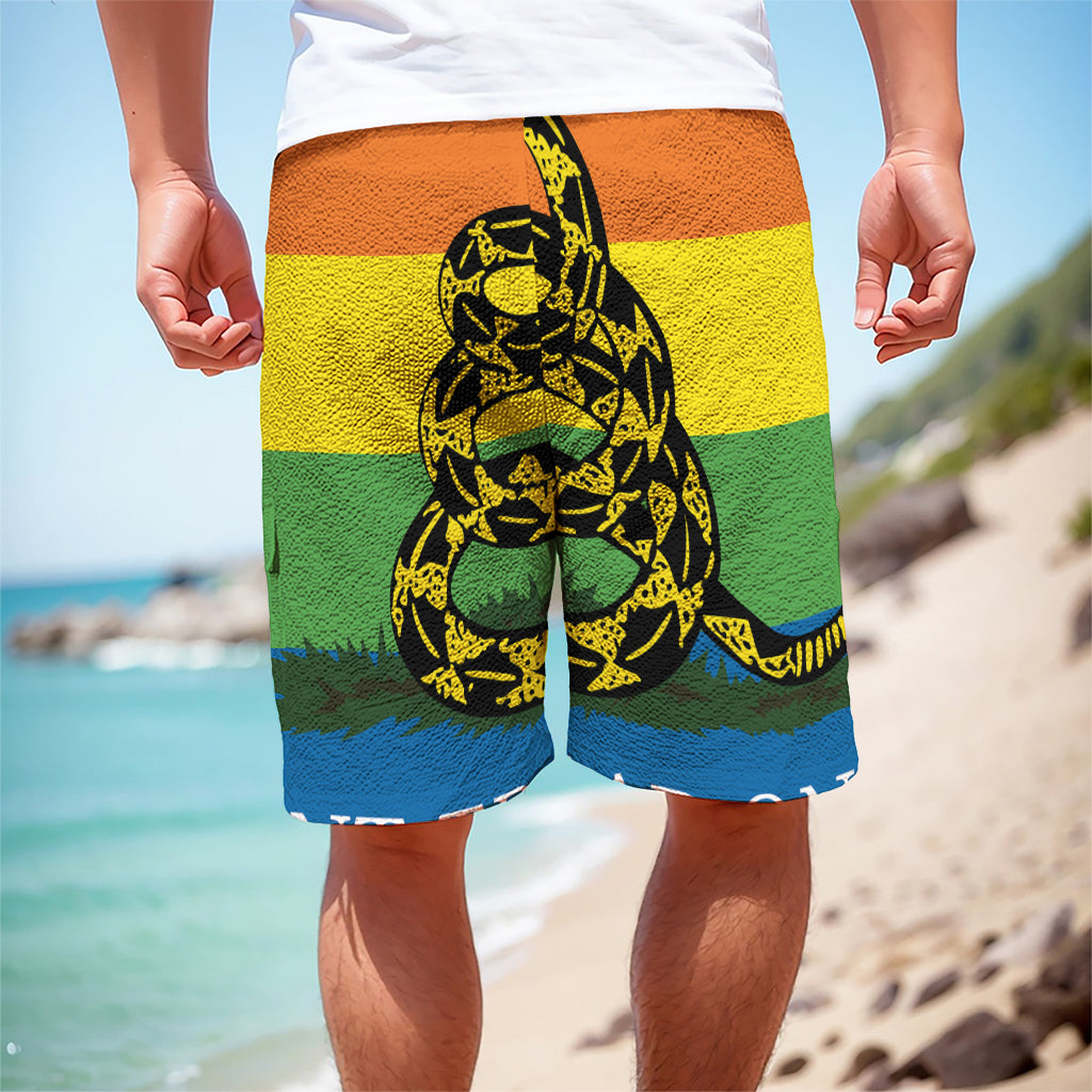 LGBT Rainbow Gadsden Flag Print Men's Cargo Shorts