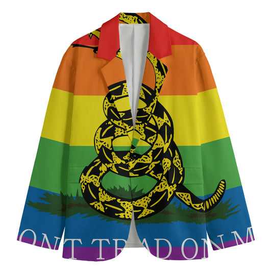 LGBT Rainbow Gadsden Flag Print Men's Cotton Blazer